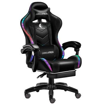 muebles y colchones - Silla gamer luz RGB soporte lumbar Reclinable con ruedas. Gaming oficina 