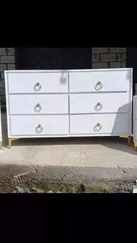 muebles y colchones - Gavetero blanco con dorado 
