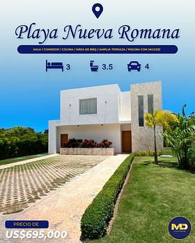 casas vacacionales y villas - Se Vende villa Amueblada, con terraza y piscina con Jacuzzi ubicada en La Romana