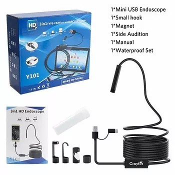 accesorios para electronica - 3 en 1 Tipo C Endoscopio 8LED USB Microscopio PC Boroscopio HD Cable impermeable