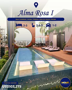 apartamentos - SE VENDE APARTAMENTO MODERNO EN TORRE DE ALMA ROSA I CON PISCINA INFINITY