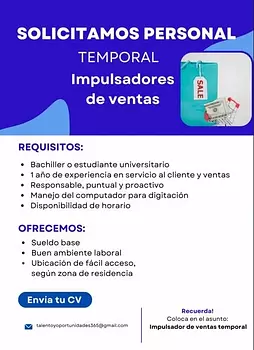 empleos disponibles - Impulsador de Ventas