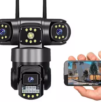 camaras y audio - Cámara de Seguridad WiFi PTZ de 3 Lentes – Visión 