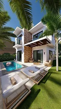 casas vacacionales y villas - Venta de Villa con piscina en punta cana zona turística