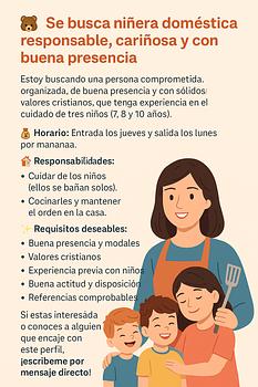 empleos disponibles - 🧸 Se busca niñera doméstica responsable.