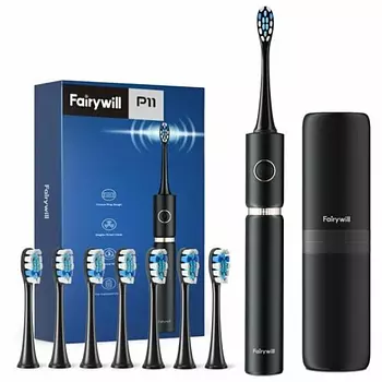 salud y belleza - Cepillo de dientes eléctrico ultrasónico P11 con 8 cabezales y estuche viaje
