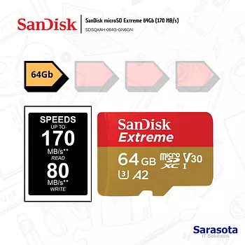 accesorios para electronica - SanDisk microSD Extreme 64Gb (170 MB/s)