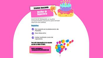 empleos disponibles - Auxiliar de Reposteria