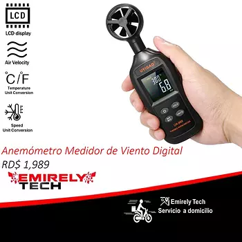 equipos profesionales - Anemometro medidor de la velocidad del viento digital medidor