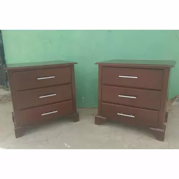 muebles y colchones - mesitas de noche en madera color caoba 