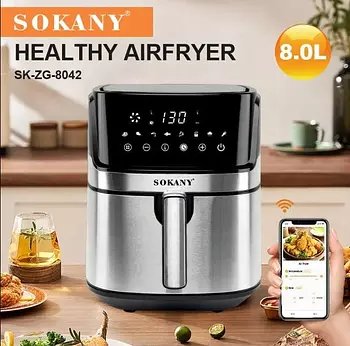 electrodomesticos - Freidora de aires air fryer digital de 8 litros smart wifi y app tuya smart 