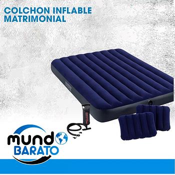 muebles y colchones - COLCHON INFLABLE INTEX + BOMBA INFLADOR. CAMA DE AIRE PORTATIL VIAJEROS