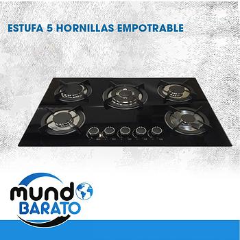 cocina - Estufa Empotrable Cristal Templado Vitrocristal Gas 5 Quemadores Cocina