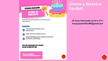 empleos disponibles - Auxiliar de Reposteria