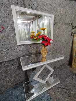 decoración y accesorios - Repisa y espejo en cristal ✨ color plateado moderno 