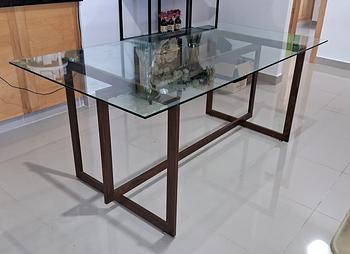 muebles y colchones - Mesa de cristal para 6 sillas