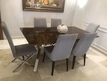 muebles y colchones - HERMOSO COMEDOR DE 6 SILLAS. CABEN 8 SILLAS