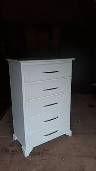 muebles y colchones - Biuro de cinco gavetas en madera blanco 
