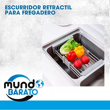 cocina - Escurridor retráctil fregadero de cocina, ajustable, acero inoxidable lavaplatos