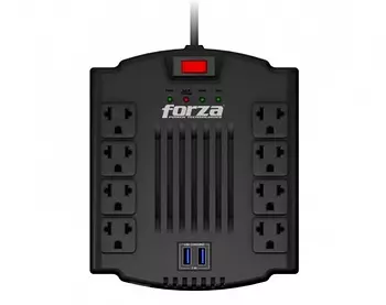 impresoras y scanners - REGULADOR DE VOLTAJE FORZA 1200VA, REGLETA 8 SALIDAS + 2 PUERTOS USB 110V/600W