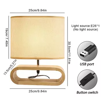 decoración y accesorios - Lámpara de mesa geométrica moderna con base de mad