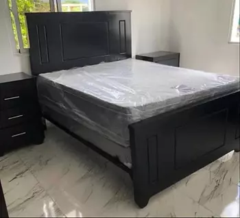 muebles y colchones - Juego de habitación color negro moderno 