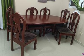muebles y colchones - Comedor de Andiroba Ovalado con 6 Sillas