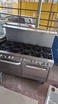 equipos profesionales - Estufa en acero inoxidable de 10 hornillas con doble horno