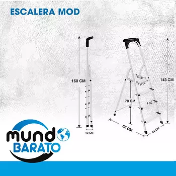 herramientas, jardines y exterior - ESCALERA DE 4 PELDAÑOS DE ALUMINIO + BANDEJA DE HERRAMIENTAS MULTIUSOS ESCALONES