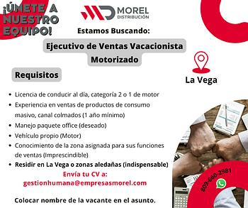 empleos disponibles - Ejecutivo de Ventas Vacacionista Motorizado