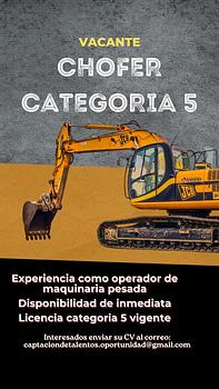 empleos disponibles - Chofer Cat 5