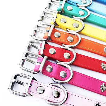 animales y mascotas - Collar de piel para perro, ajustables, correa para perros pequeños y medianos 