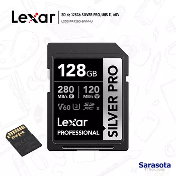 accesorios para electronica - Lexar Silver Pro Memoria SD V60 UHSII de 128Gb