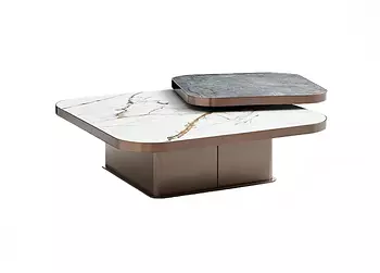 decoración y accesorios - MESA DE CENTRO ILUMEL CON TOPE EN CERAMICA GRIS Y BLANCO BASE TONALIDAD MARRON