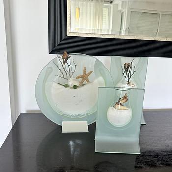 muebles y colchones - Set de 4 piezas decorativo en cristal 