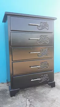 muebles y colchones - Biuro de cinco gavetas en color negro 