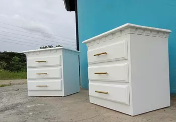 muebles y colchones - Mesa de noche en madera blanca 