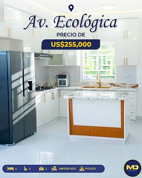 casas vacacionales y villas - 🏡Casa Amueblada con Patio y Picuzzi – Av. Ecológica | US$255,000✅