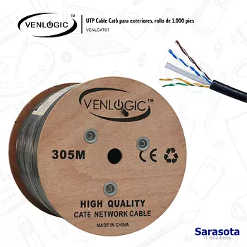 accesorios para electronica - Venlogic UTP CAT6 cable de 1000 pies para exterior