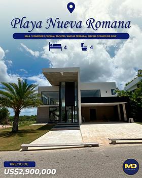 casas vacacionales y villas - Se Vende Villa, con Terraza, piscina y Jacuzzi ubicado en La Romana