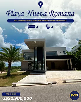 casas vacacionales y villas - Se Vende Villa, con Terraza, piscina y Jacuzzi ubicado en La Romana