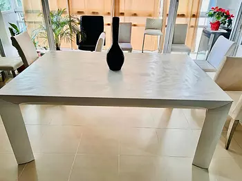 muebles y colchones - MESA BLANCA MADERA COMEDOR