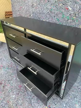 muebles y colchones - Gavetero negro con espejitos 