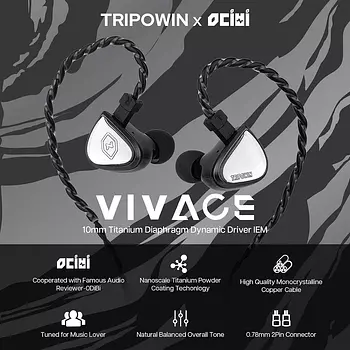 camaras y audio - Tripowin Vivace auriculares IEM Titanium 10mm DD 