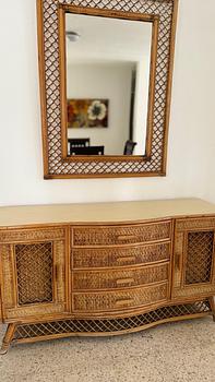 muebles y colchones - Sibo / Credenza con Espejo en Rattan ( Ratán )