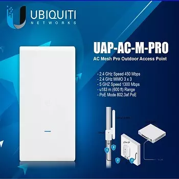 computadoras y laptops - ACCESS POINT UBIQUITI UAP-AC-M-PRO, UNIFI MESH - 2.4GHZ 450MBPS - 5GHZ/1300MBPS,