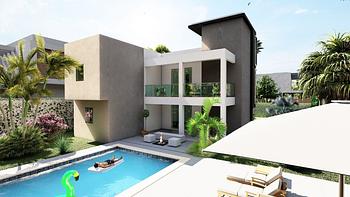 casas vacacionales y villas - villa moderna en zona residencial de pop con excelente ubicación y detalles.