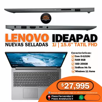 computadoras y laptops - Lenovo ideapad 1i 15.6” i3-1215U 256GB SSD RAM 8GB