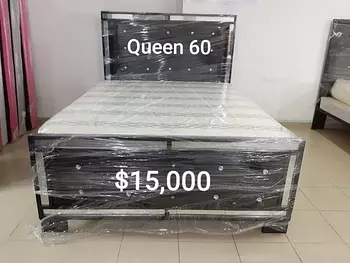 muebles y colchones - Cama Queen 60 con Espaldares Enmarcados en Espejos y Colchon