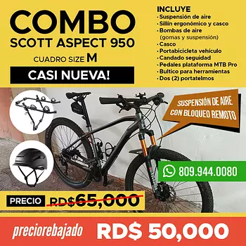 bicicletas y accesorios - Combo MTB Scott Aspect 950 con accesorios.